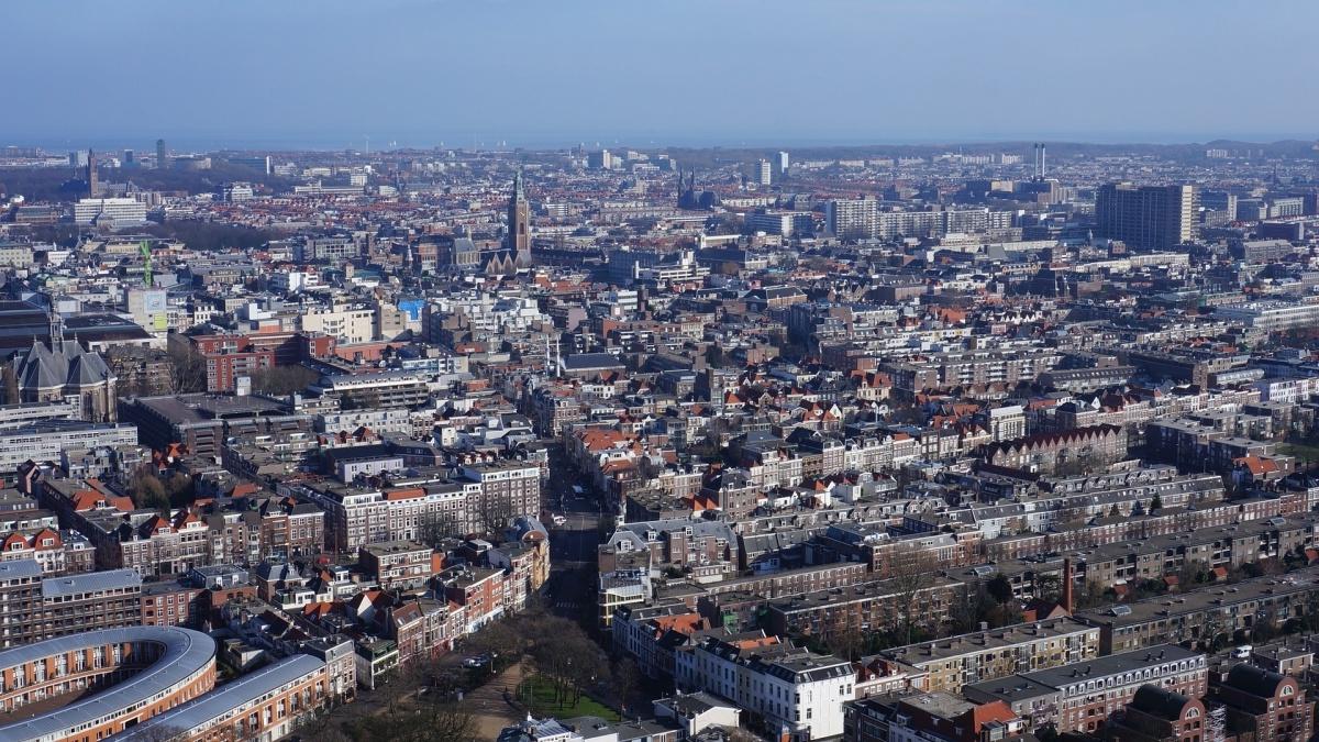 Overhead view of sprawling city